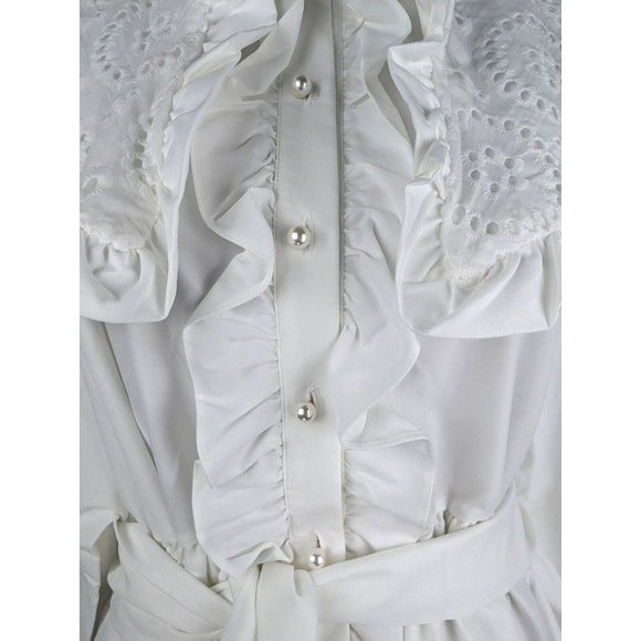 Sister Jane Curious Babydoll Dress White Broderie Bib Collar Pearl Button XL - Picture 5 of 11